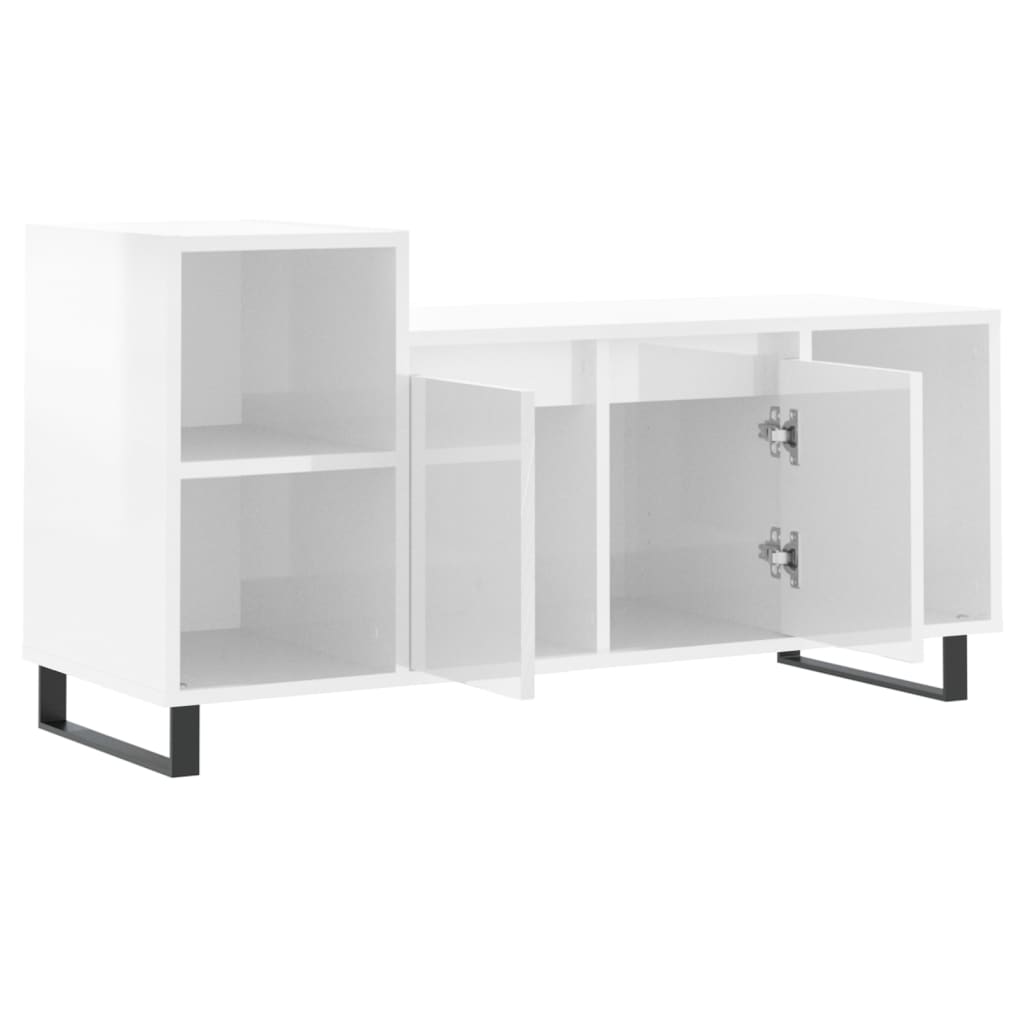 vidaXL Comodă TV, alb extralucios, 100x35x55 cm, lemn prelucrat