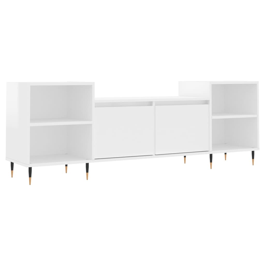 vidaXL Comodă TV, alb extralucios, 160x35x55 cm, lemn prelucrat