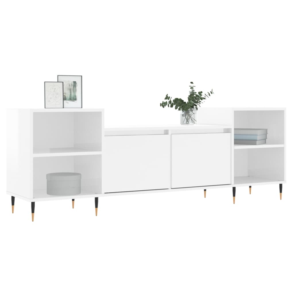 vidaXL Comodă TV, alb extralucios, 160x35x55 cm, lemn prelucrat