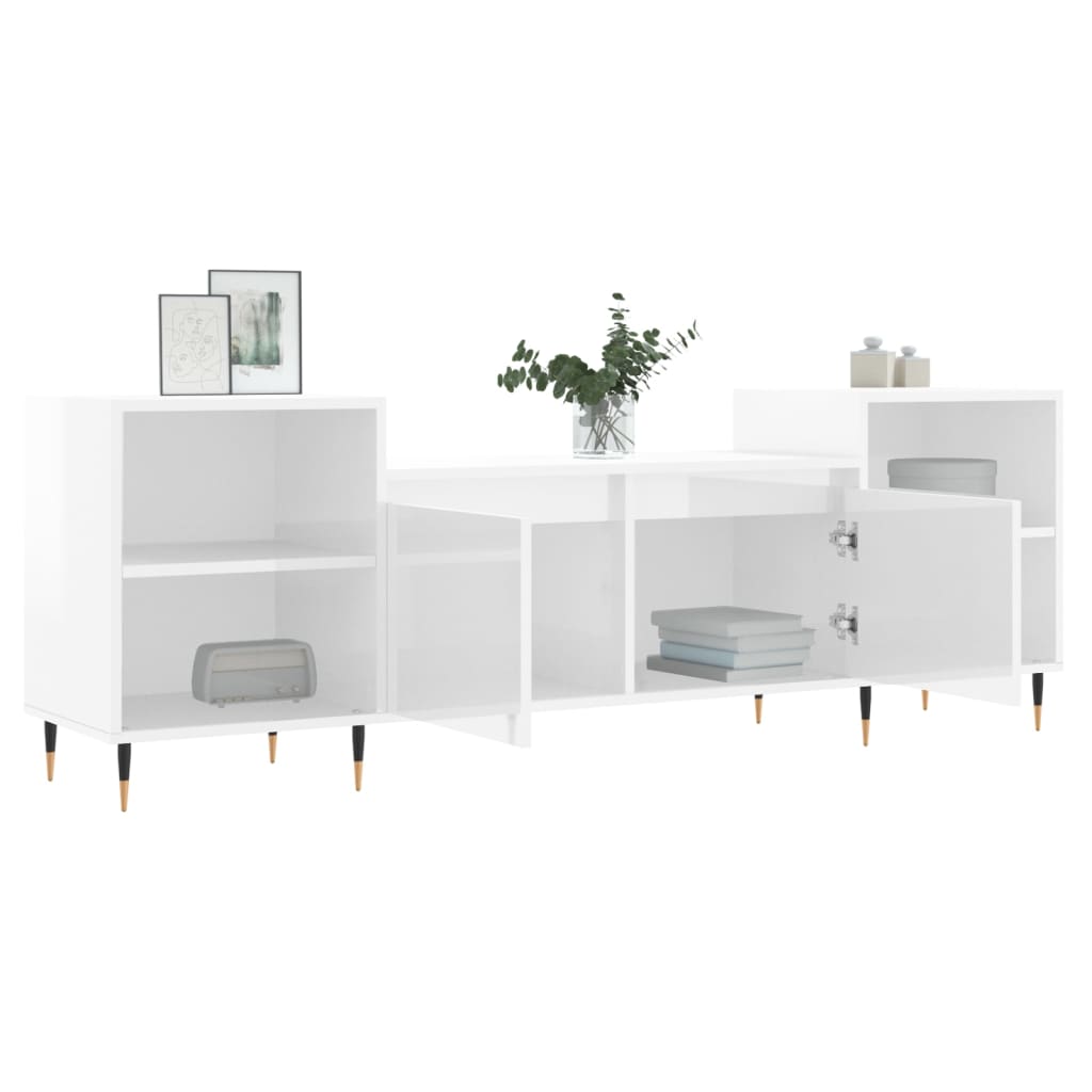 vidaXL Comodă TV, alb extralucios, 160x35x55 cm, lemn prelucrat