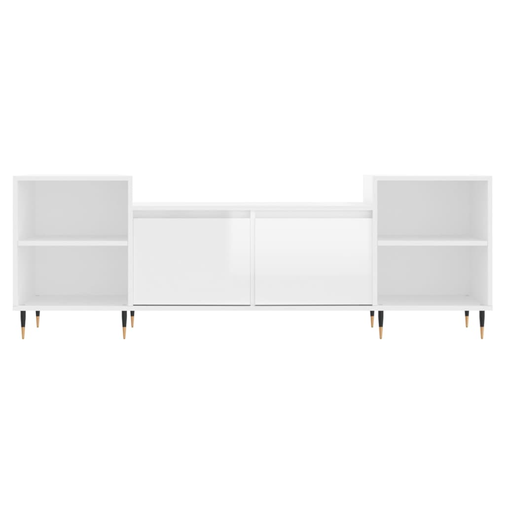 vidaXL Comodă TV, alb extralucios, 160x35x55 cm, lemn prelucrat