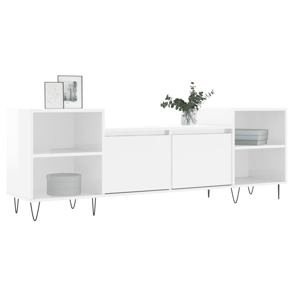 vidaXL Comodă TV, alb extralucios, 160x35x55 cm, lemn prelucrat vidaXL Comodă TV, alb extralucios, 160x35x55 cm, lemn prelucrat