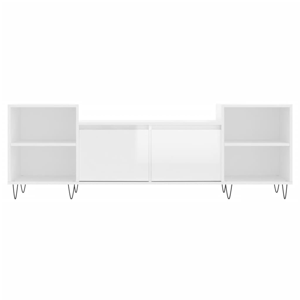 vidaXL Comodă TV, alb extralucios, 160x35x55 cm, lemn prelucrat vidaXL Comodă TV, alb extralucios, 160x35x55 cm, lemn prelucrat