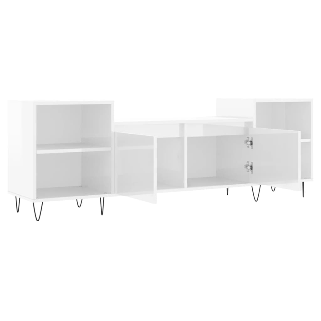 vidaXL Comodă TV, alb extralucios, 160x35x55 cm, lemn prelucrat vidaXL Comodă TV, alb extralucios, 160x35x55 cm, lemn prelucrat