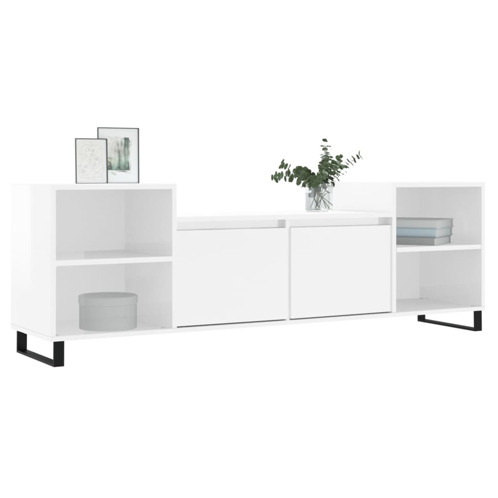 vidaXL Comodă TV, alb extralucios, 160x35x55 cm, lemn prelucrat
