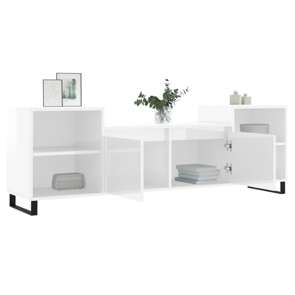 vidaXL Comodă TV, alb extralucios, 160x35x55 cm, lemn prelucrat