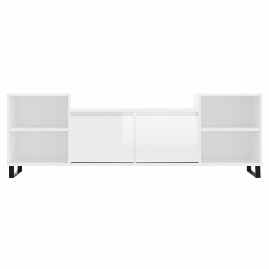 vidaXL Comodă TV, alb extralucios, 160x35x55 cm, lemn prelucrat