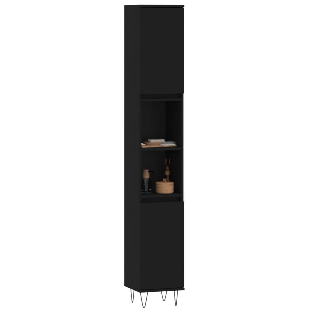 vidaXL Dulap de baie, negru, 30x30x190 cm, lemn prelucrat