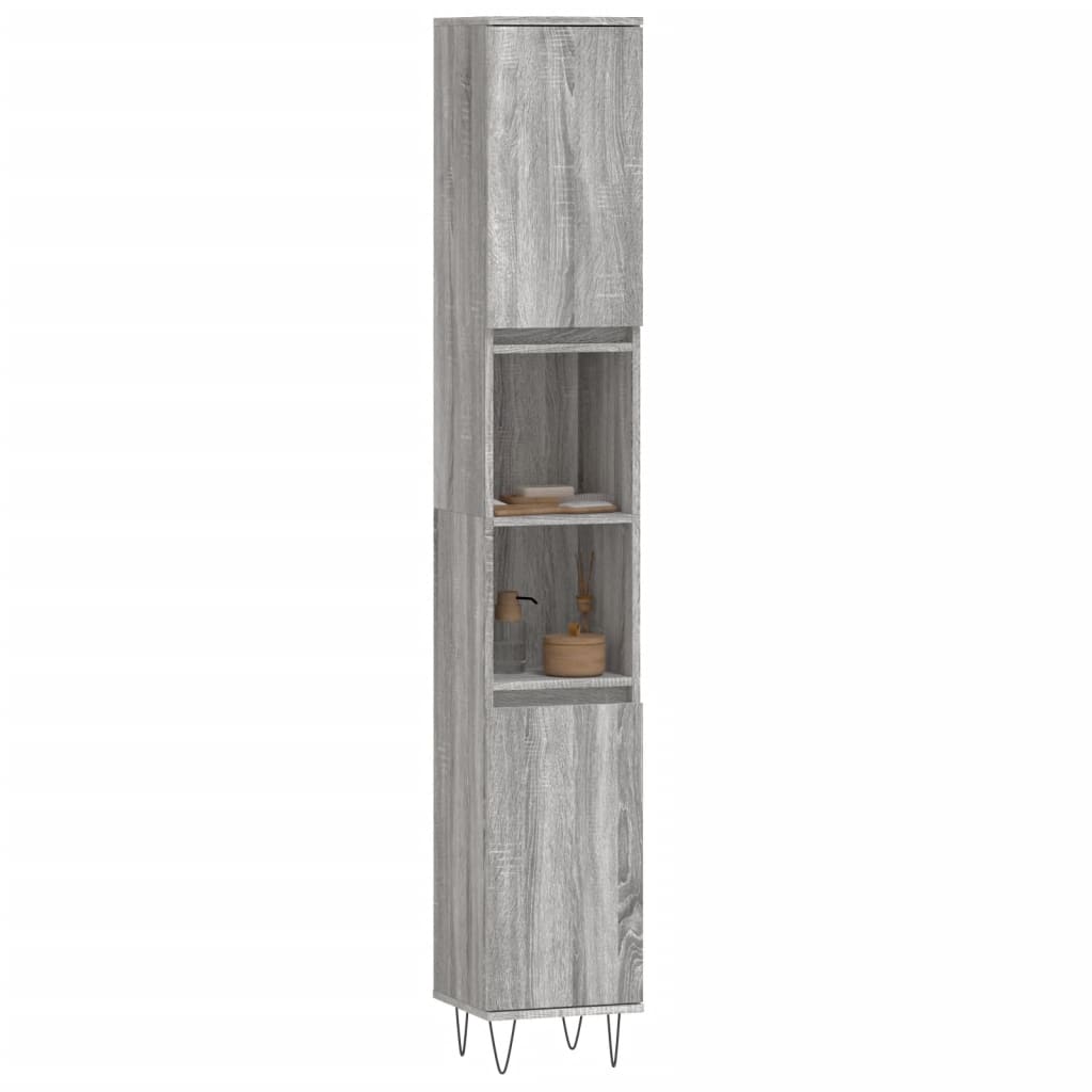 vidaXL Dulap de baie, gri sonoma, 30x30x190 cm, lemn prelucrat