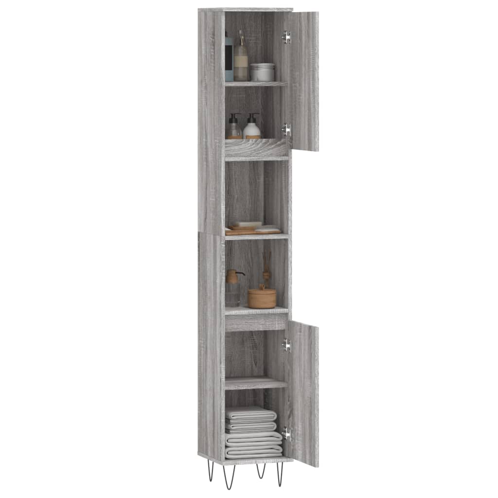 vidaXL Dulap de baie, gri sonoma, 30x30x190 cm, lemn prelucrat