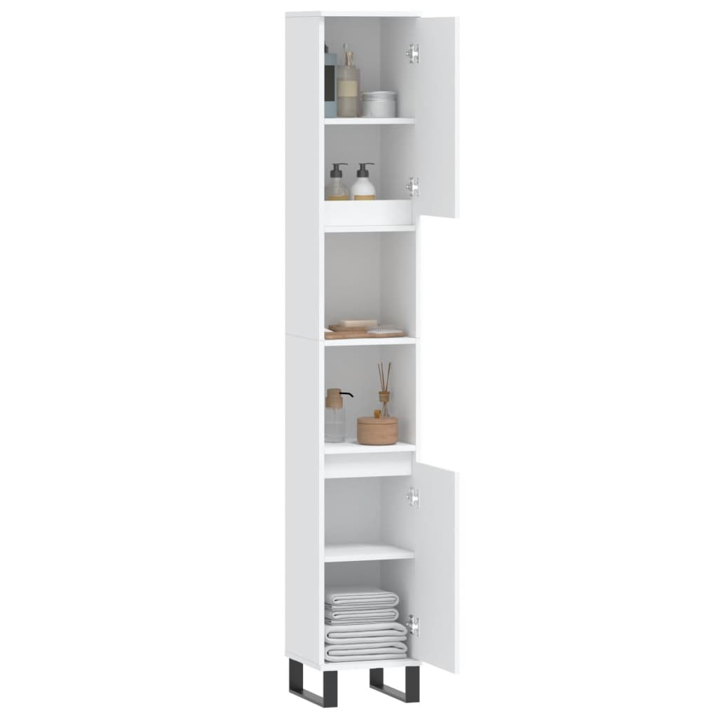 vidaXL Dulap de baie, alb, 30x30x190 cm, lemn prelucrat