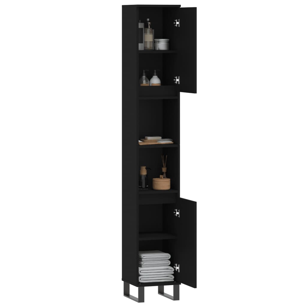 vidaXL Dulap de baie, negru, 30x30x190 cm, lemn prelucrat vidaXL Dulap de baie, negru, 30x30x190 cm, lemn prelucrat