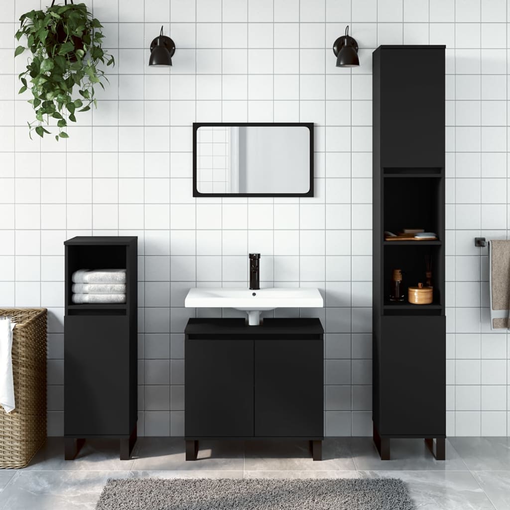 vidaXL Dulap de baie, negru, 30x30x190 cm, lemn prelucrat vidaXL Dulap de baie, negru, 30x30x190 cm, lemn prelucrat