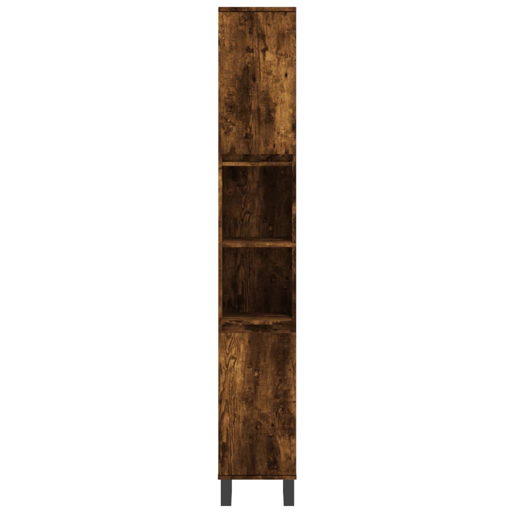 vidaXL Dulap de baie, stejar afumat, 30x30x190 cm, lemn prelucrat