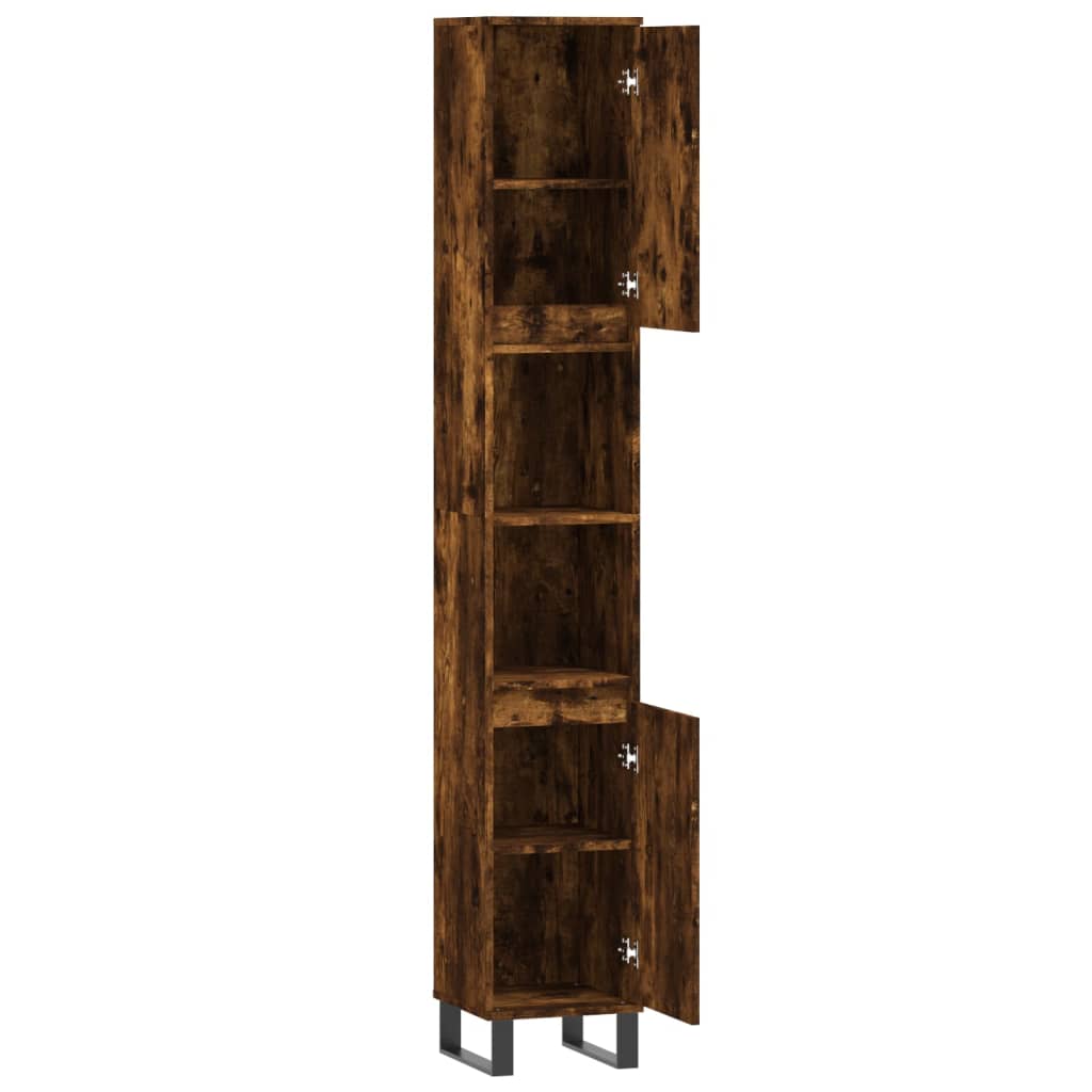 vidaXL Dulap de baie, stejar afumat, 30x30x190 cm, lemn prelucrat