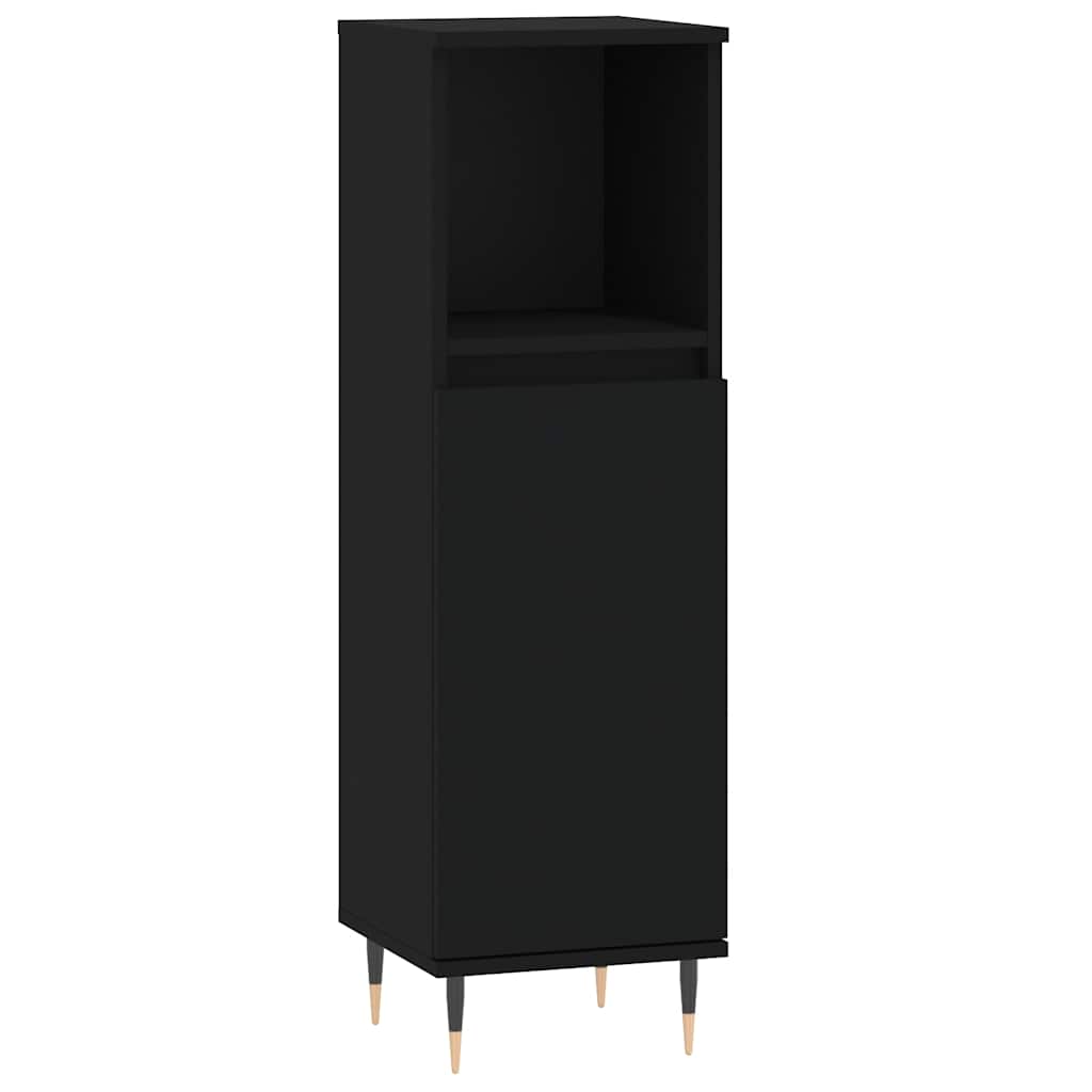 vidaXL Dulap de baie, negru, 30x30x100 cm, lemn prelucrat