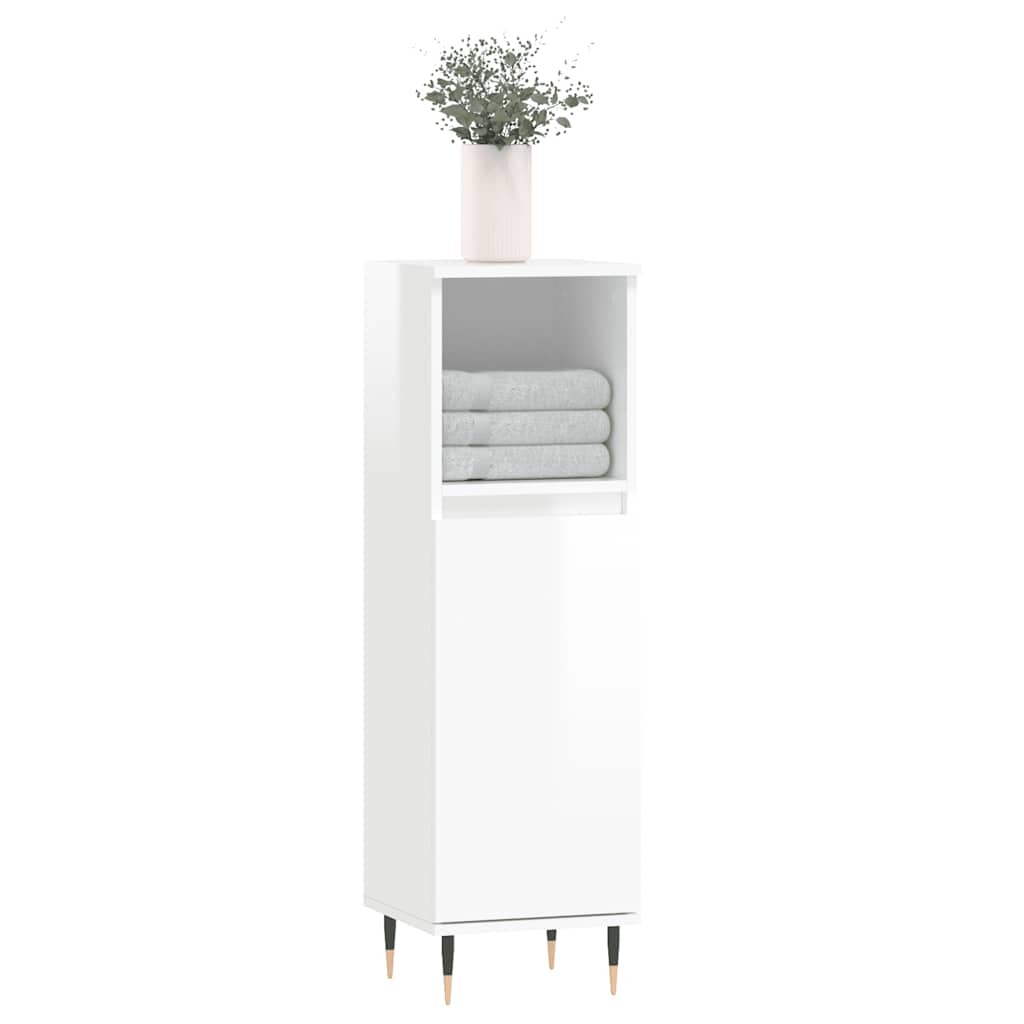 vidaXL Dulap de baie, alb extralucios, 30x30x100 cm, lemn prelucrat vidaXL Dulap de baie, alb extralucios, 30x30x100 cm, lemn prelucrat