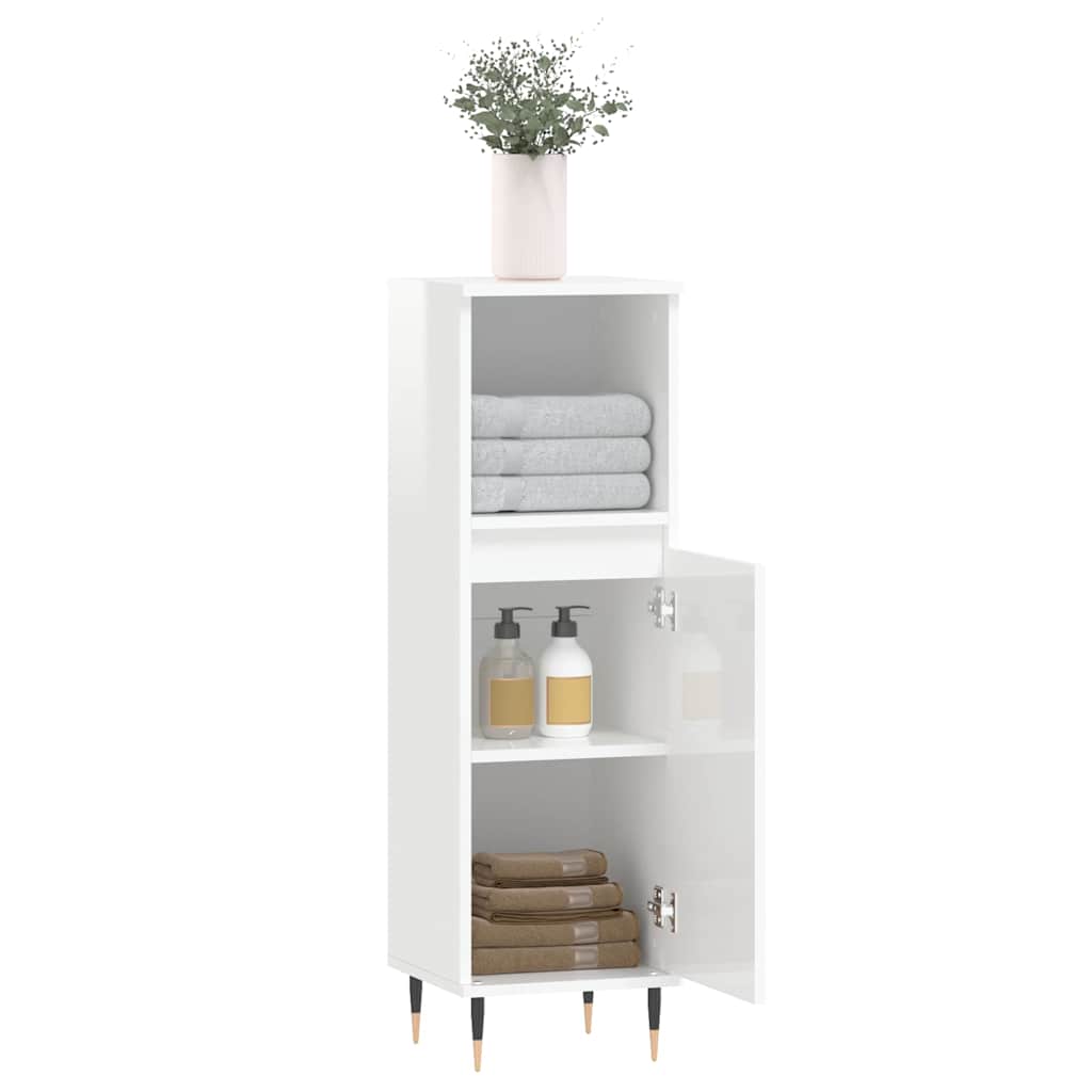 vidaXL Dulap de baie, alb extralucios, 30x30x100 cm, lemn prelucrat vidaXL Dulap de baie, alb extralucios, 30x30x100 cm, lemn prelucrat