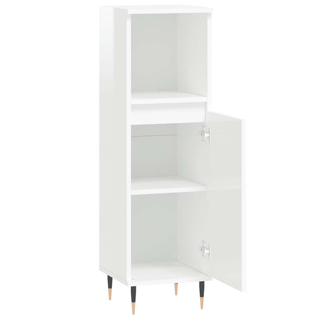 vidaXL Dulap de baie, alb extralucios, 30x30x100 cm, lemn prelucrat vidaXL Dulap de baie, alb extralucios, 30x30x100 cm, lemn prelucrat