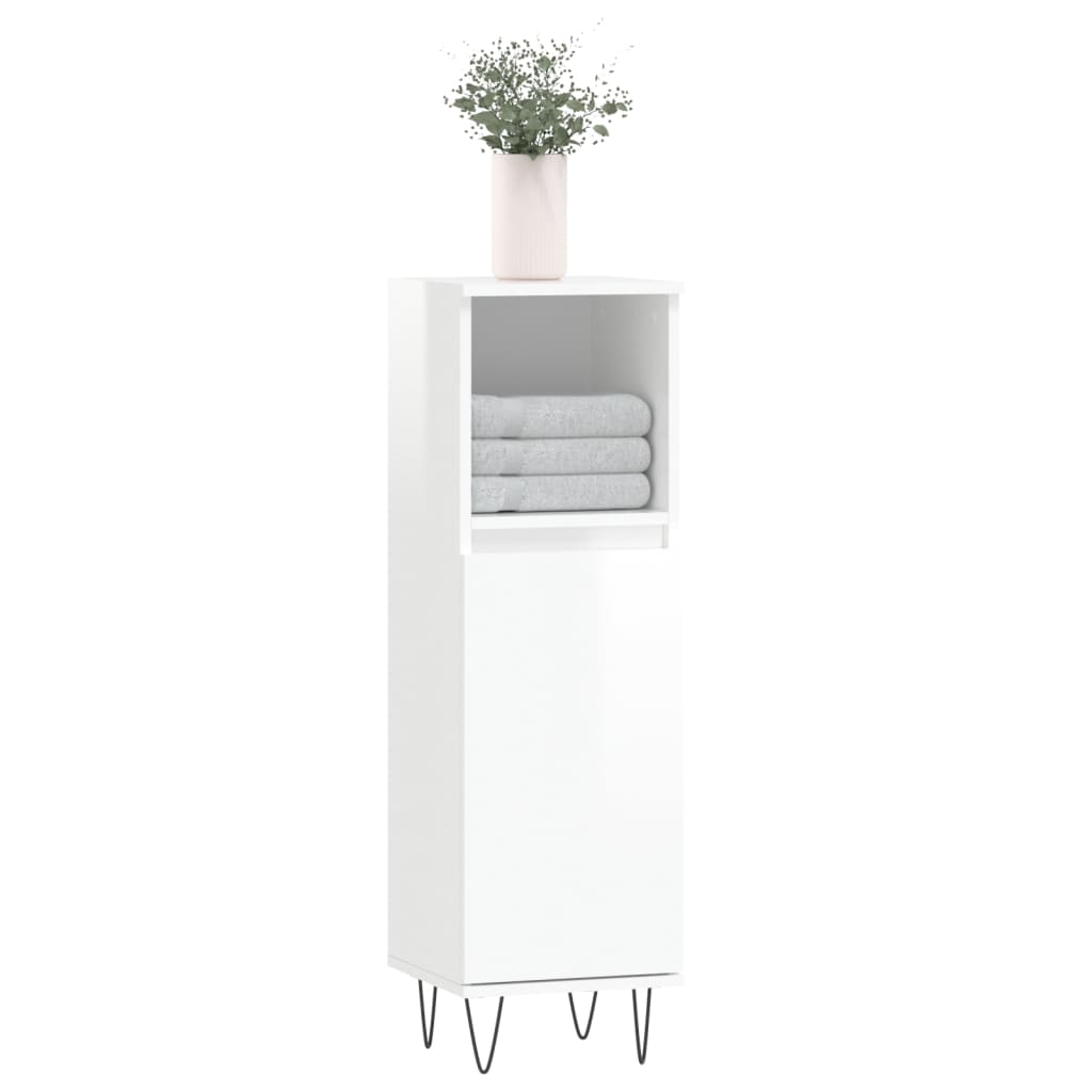 vidaXL Dulap de baie, alb extralucios, 30x30x100 cm, lemn prelucrat vidaXL Dulap de baie, alb extralucios, 30x30x100 cm, lemn prelucrat