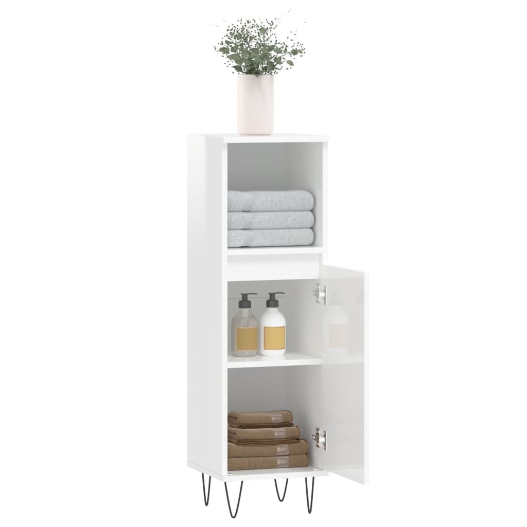 vidaXL Dulap de baie, alb extralucios, 30x30x100 cm, lemn prelucrat vidaXL Dulap de baie, alb extralucios, 30x30x100 cm, lemn prelucrat