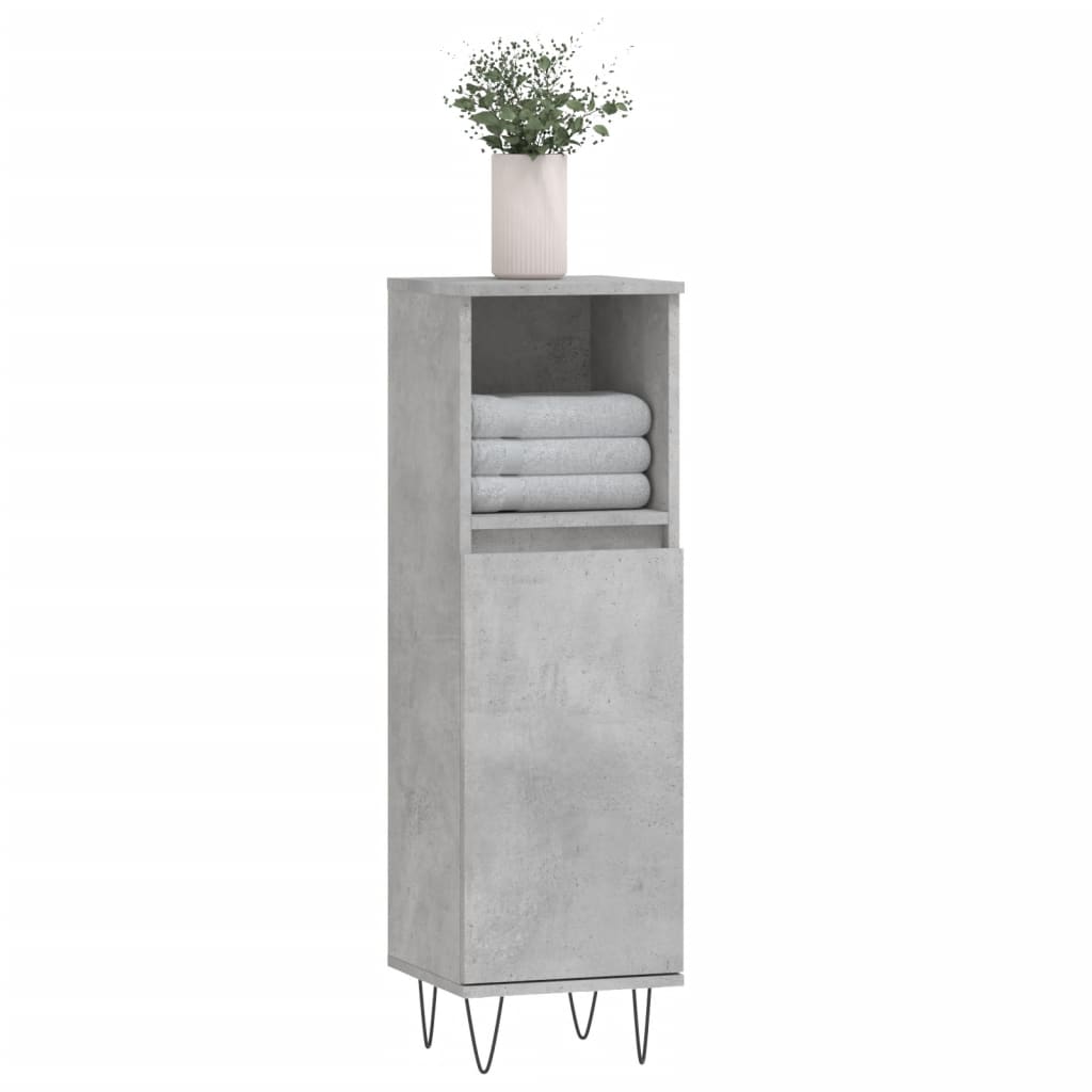 vidaXL Dulap de baie, gri beton, 30x30x100 cm, lemn prelucrat