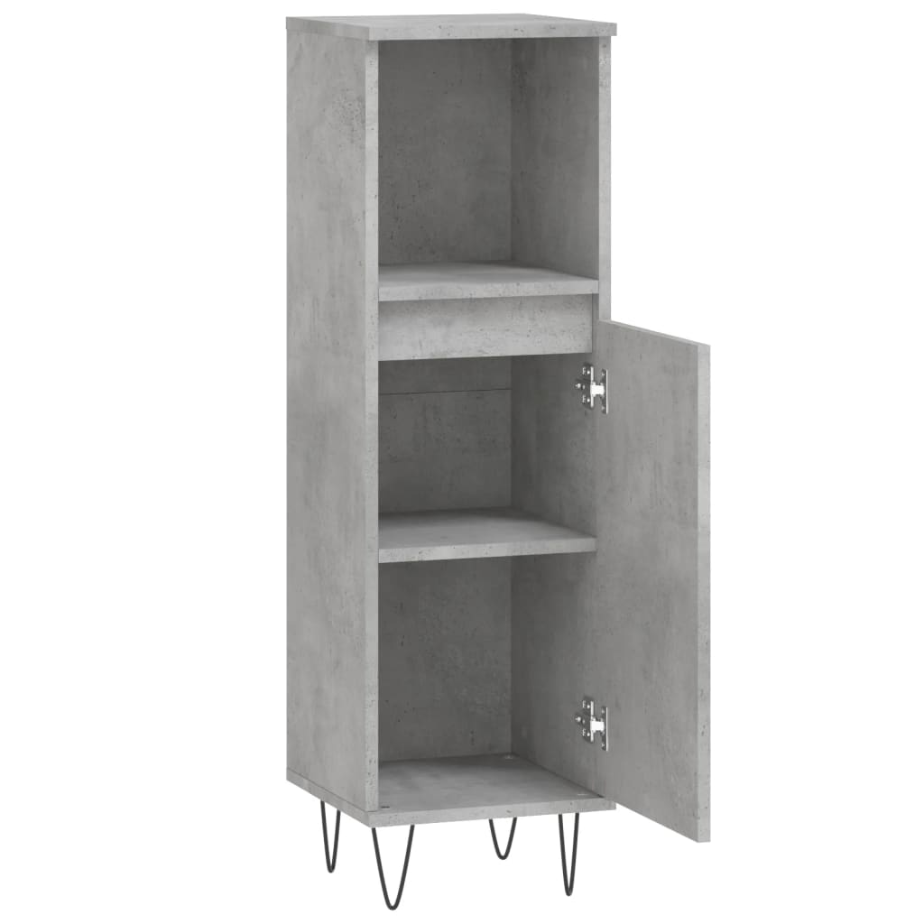 vidaXL Dulap de baie, gri beton, 30x30x100 cm, lemn prelucrat
