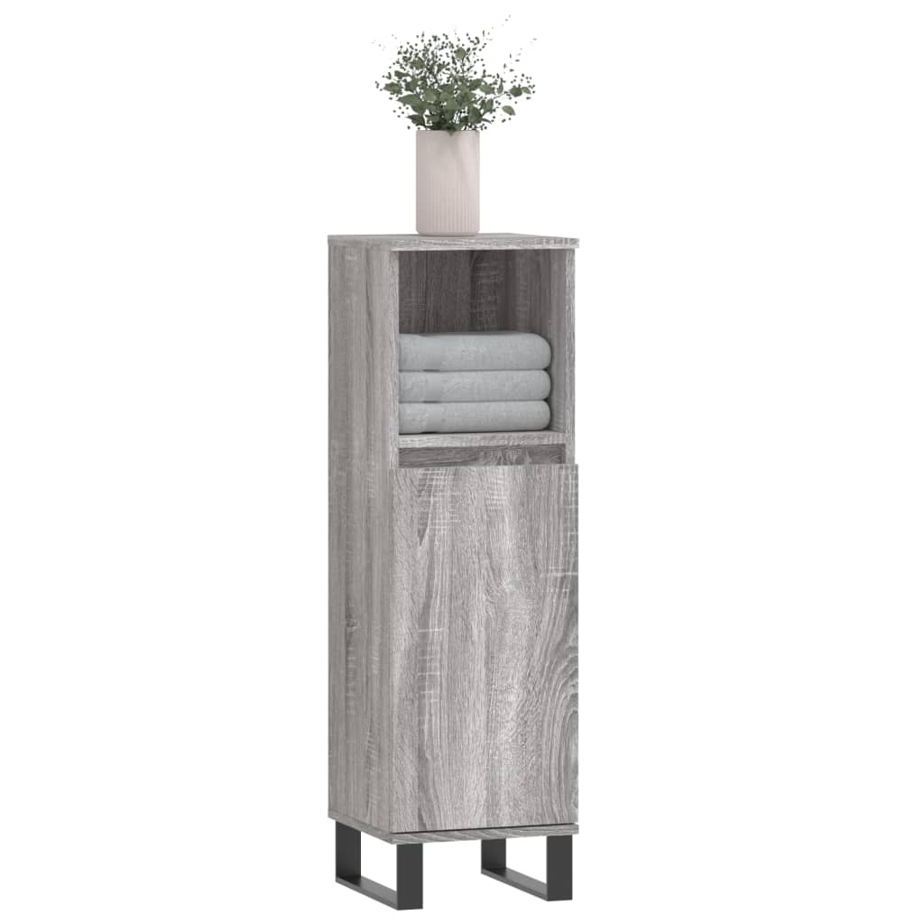 vidaXL Dulap de baie, gri sonoma, 30x30x100 cm, lemn prelucrat