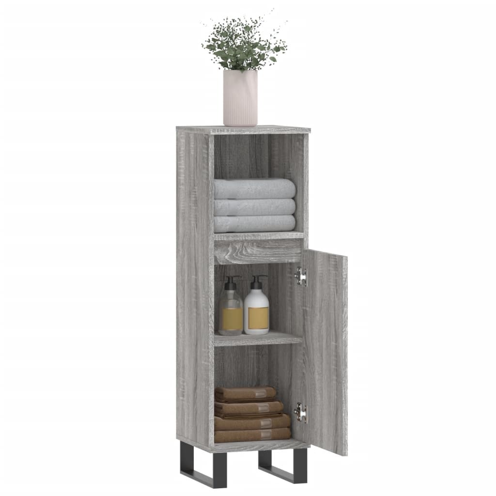 vidaXL Dulap de baie, gri sonoma, 30x30x100 cm, lemn prelucrat