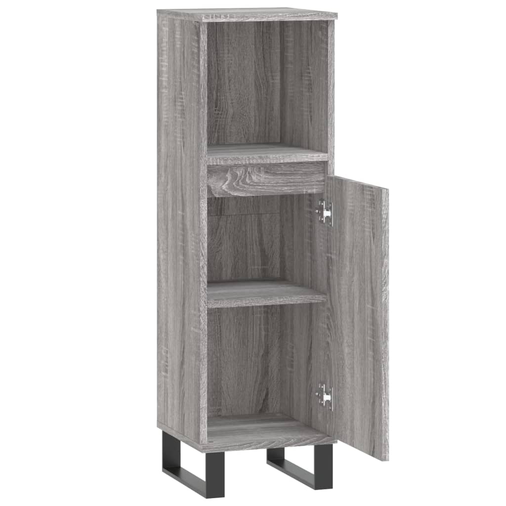 vidaXL Dulap de baie, gri sonoma, 30x30x100 cm, lemn prelucrat