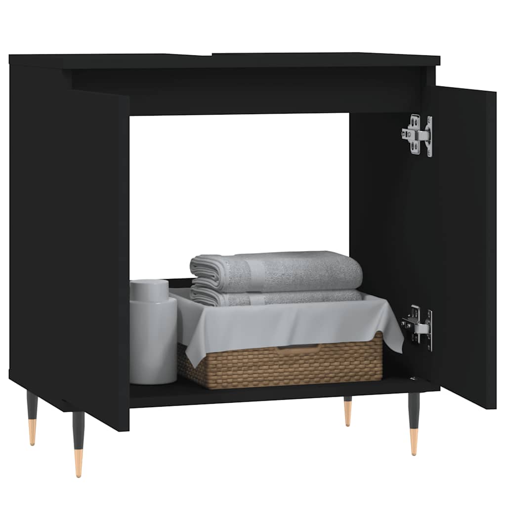 vidaXL Dulap de baie, negru, 58x33x60 cm, lemn prelucrat