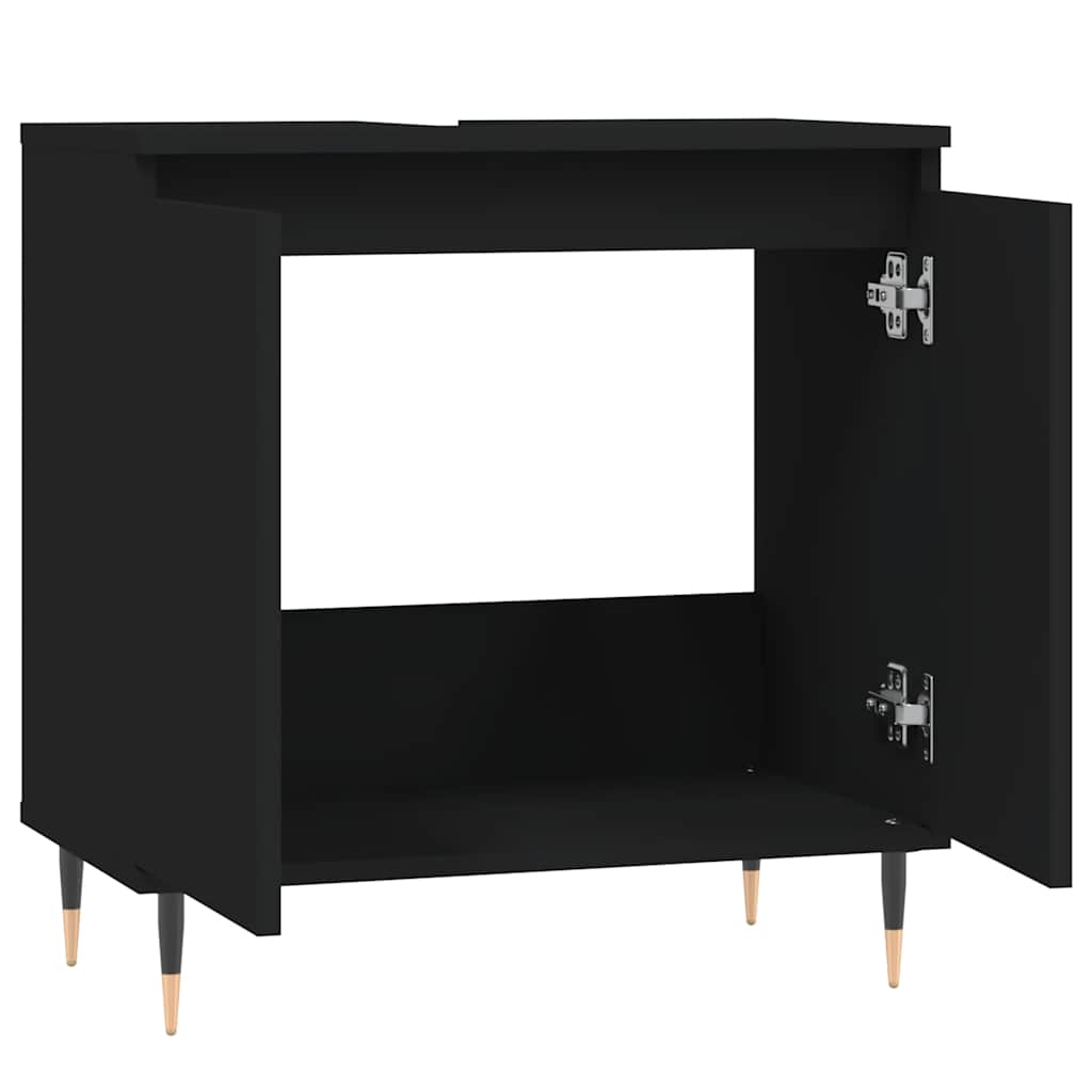 vidaXL Dulap de baie, negru, 58x33x60 cm, lemn prelucrat