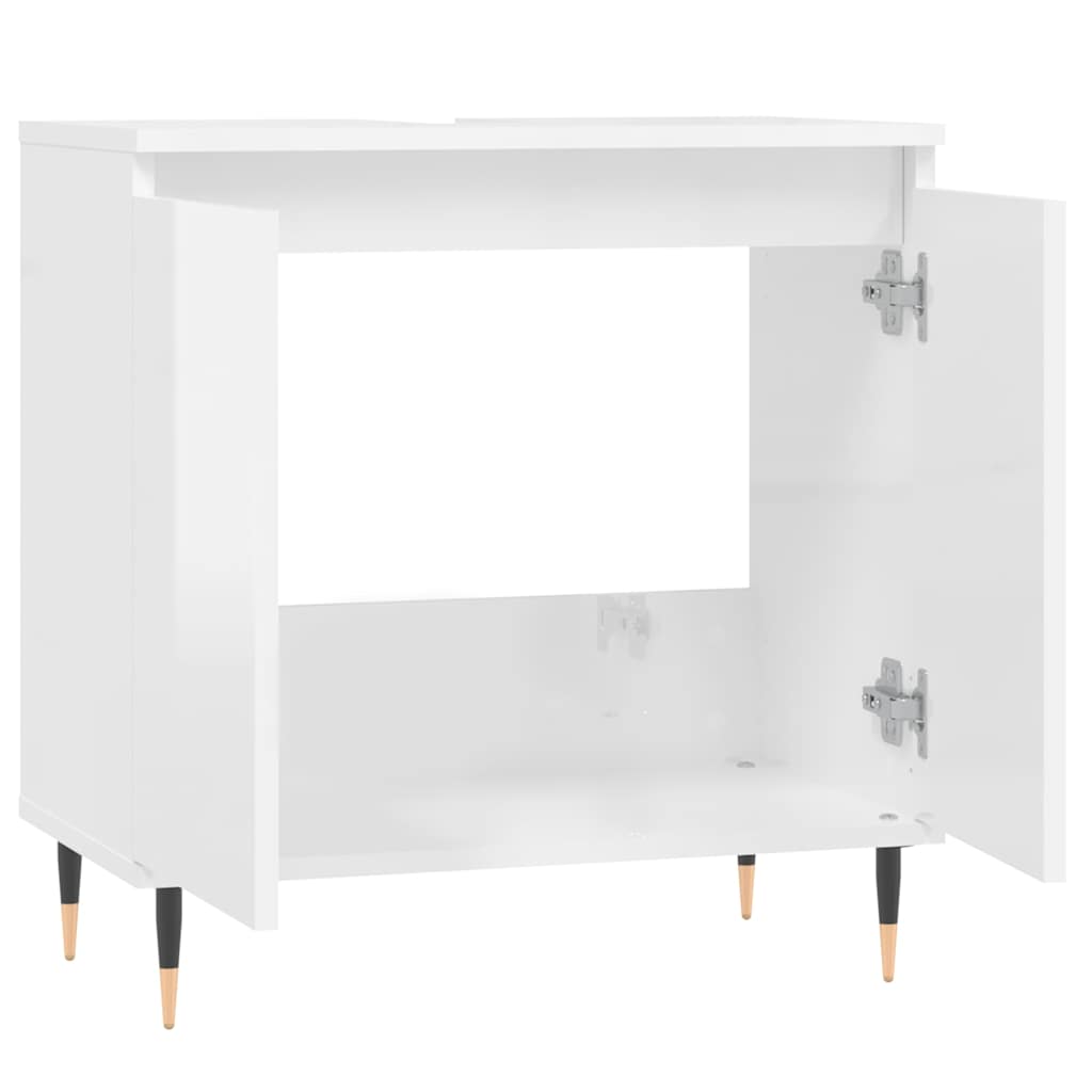 vidaXL Dulap de baie, alb extralucios, 58x33x60 cm, lemn prelucrat vidaXL Dulap de baie, alb extralucios, 58x33x60 cm, lemn prelucrat