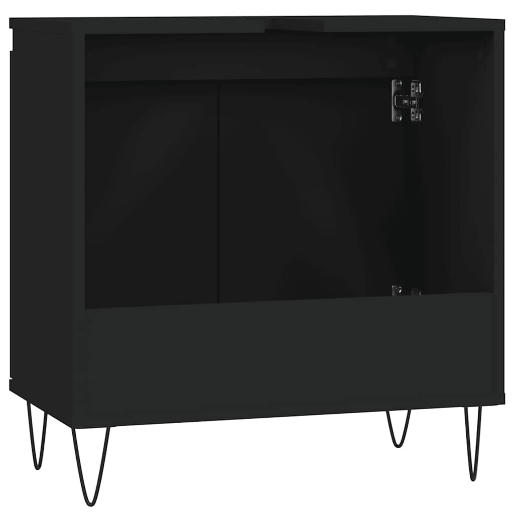 vidaXL Dulap de baie, negru, 58x33x60 cm, lemn prelucrat