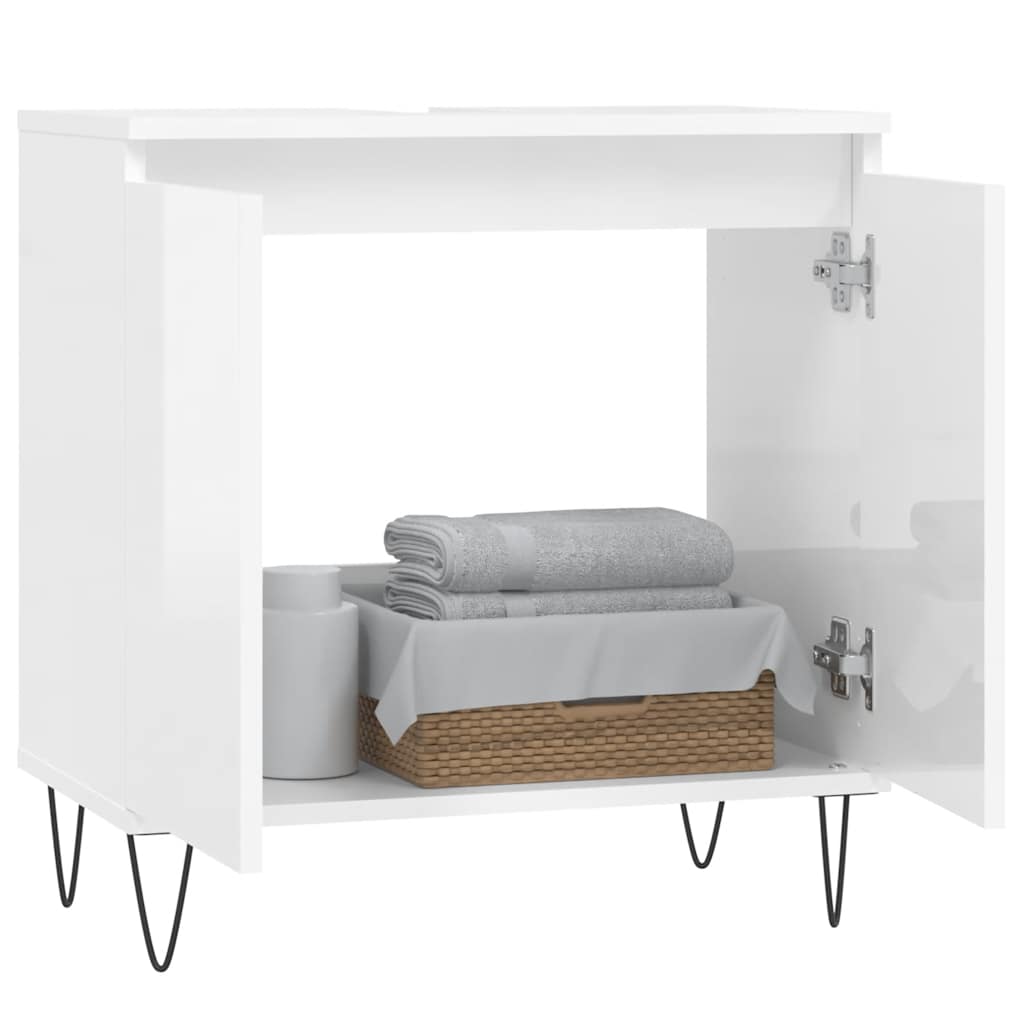 vidaXL Dulap de baie, alb extralucios, 58x33x60 cm, lemn prelucrat vidaXL Dulap de baie, alb extralucios, 58x33x60 cm, lemn prelucrat