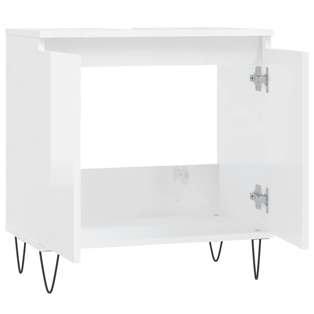 vidaXL Dulap de baie, alb extralucios, 58x33x60 cm, lemn prelucrat vidaXL Dulap de baie, alb extralucios, 58x33x60 cm, lemn prelucrat