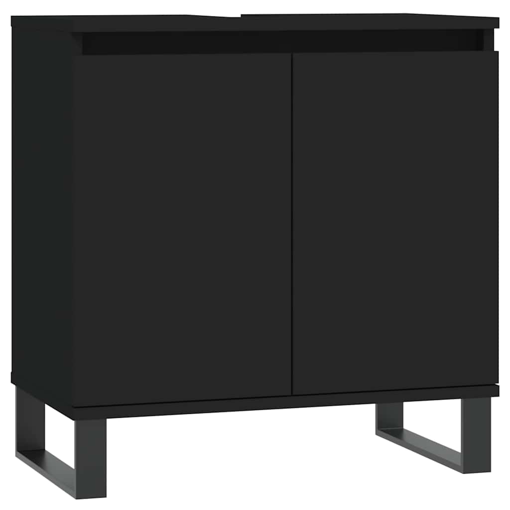 vidaXL Dulap de baie, negru, 58x33x60 cm, lemn prelucrat