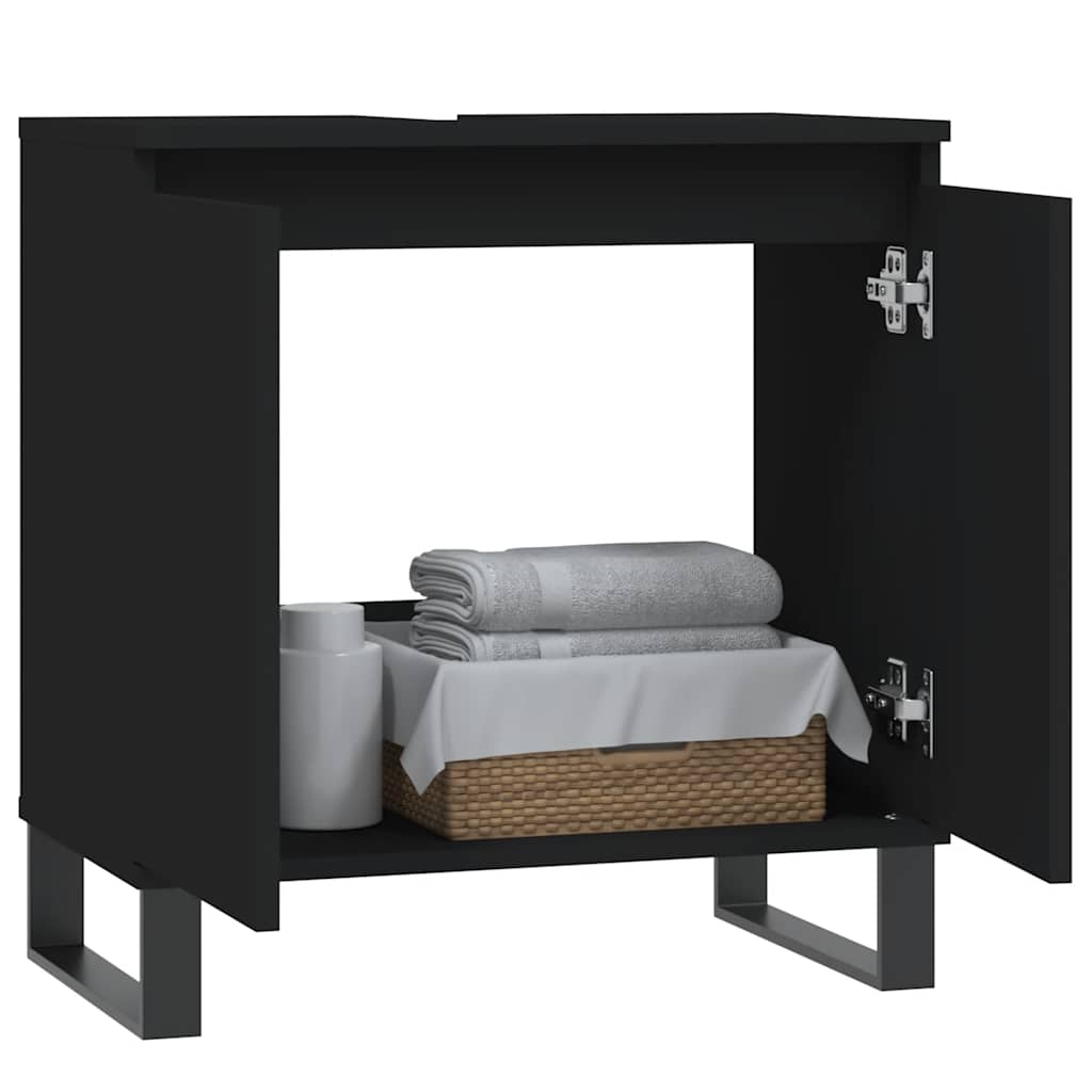 vidaXL Dulap de baie, negru, 58x33x60 cm, lemn prelucrat