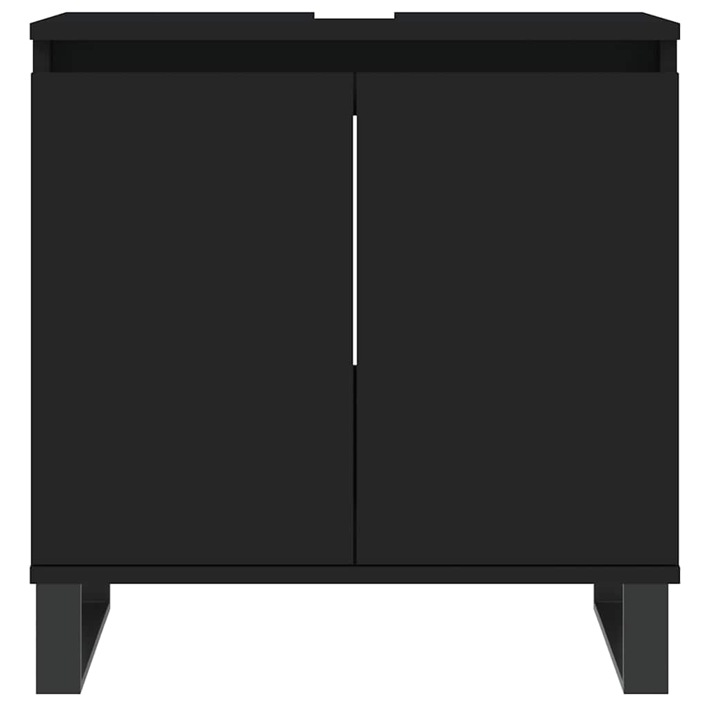 vidaXL Dulap de baie, negru, 58x33x60 cm, lemn prelucrat