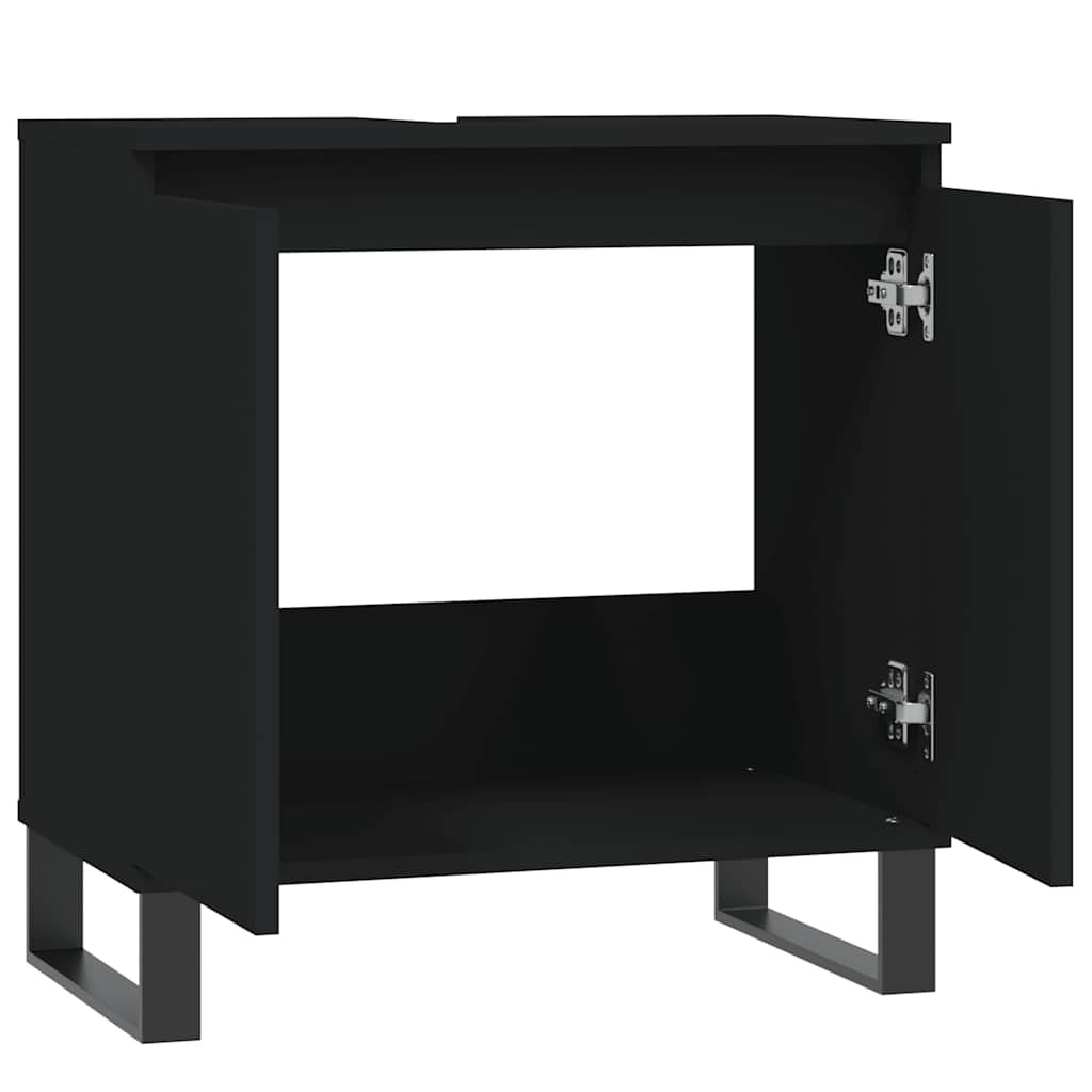vidaXL Dulap de baie, negru, 58x33x60 cm, lemn prelucrat