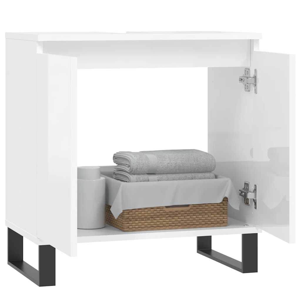 vidaXL Dulap de baie, alb extralucios, 58x33x60 cm, lemn prelucrat vidaXL Dulap de baie, alb extralucios, 58x33x60 cm, lemn prelucrat