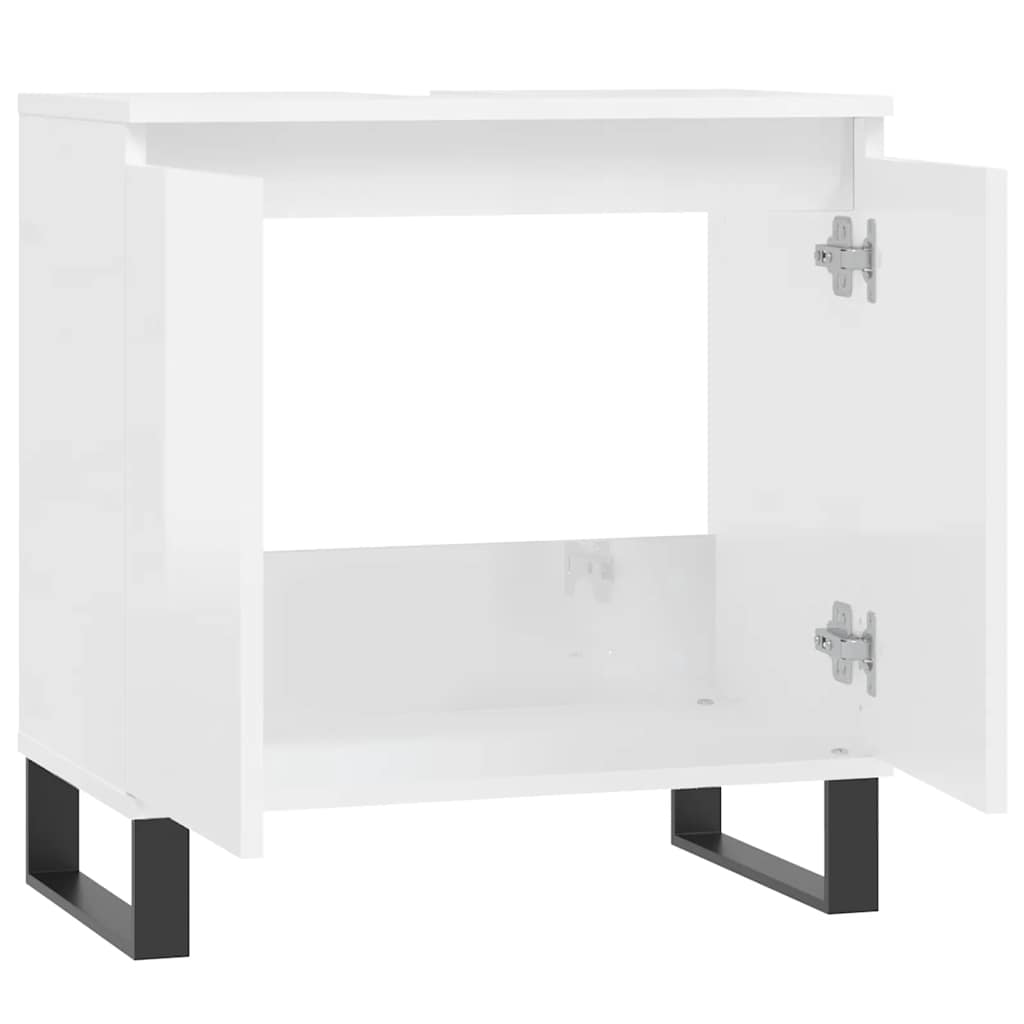 vidaXL Dulap de baie, alb extralucios, 58x33x60 cm, lemn prelucrat vidaXL Dulap de baie, alb extralucios, 58x33x60 cm, lemn prelucrat