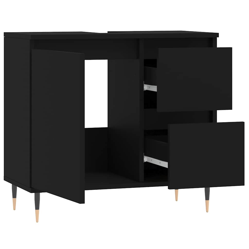 vidaXL Dulap de baie, negru, 65x33x60 cm, lemn prelucrat vidaXL Dulap de baie, negru, 65x33x60 cm, lemn prelucrat