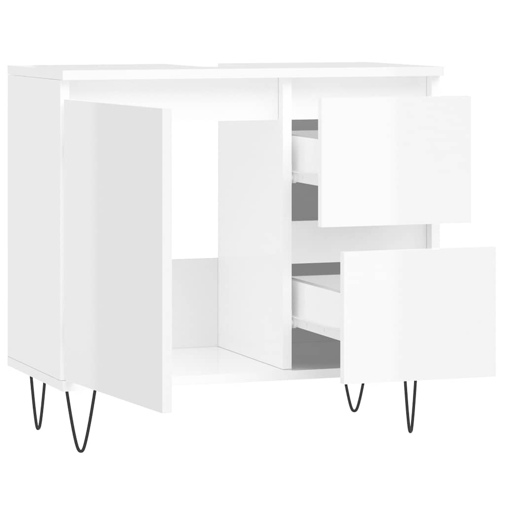 vidaXL Dulap de baie, alb extralucios, 65x33x60 cm, lemn prelucrat vidaXL Dulap de baie, alb extralucios, 65x33x60 cm, lemn prelucrat