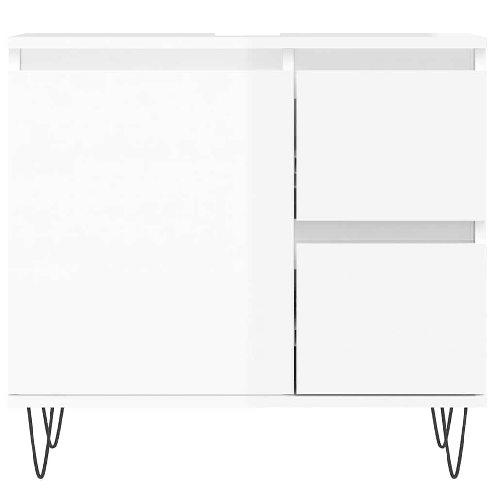 vidaXL Dulap de baie, alb extralucios, 65x33x60 cm, lemn prelucrat vidaXL Dulap de baie, alb extralucios, 65x33x60 cm, lemn prelucrat