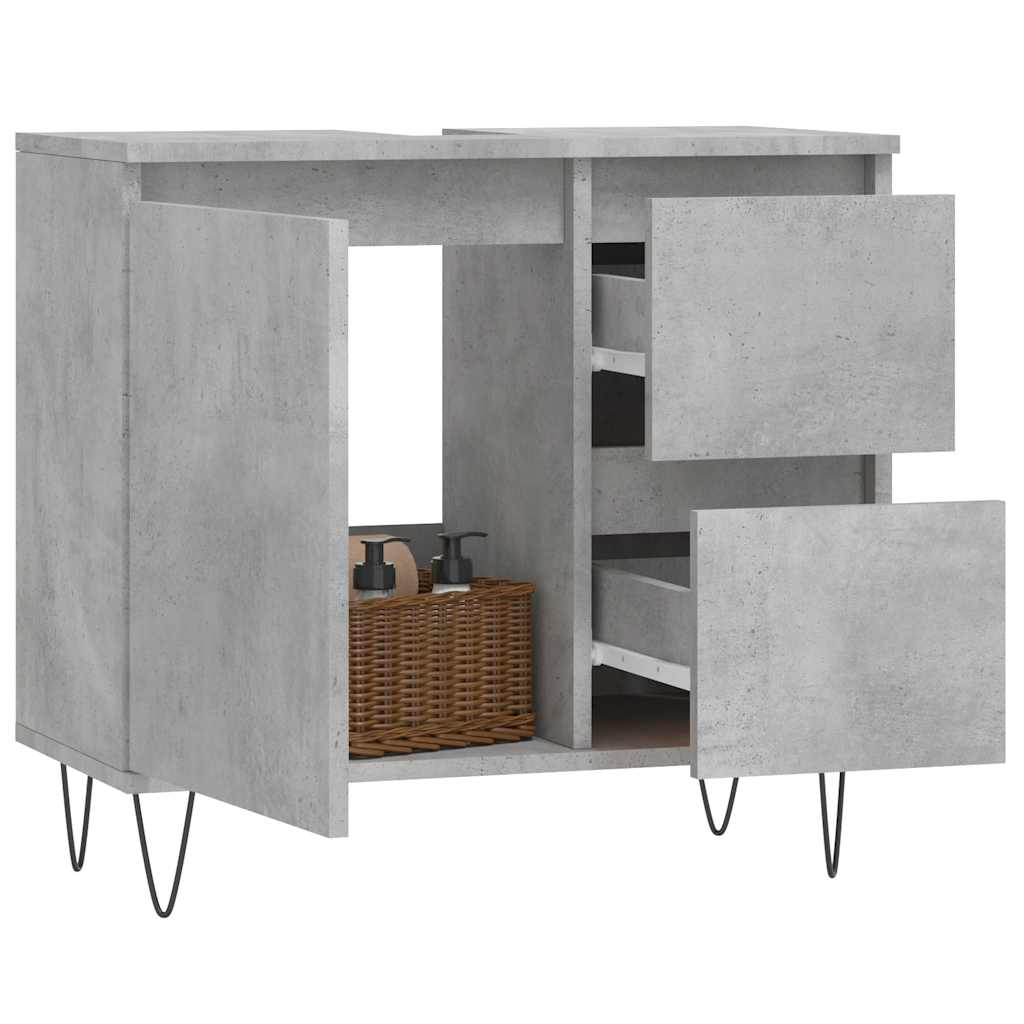 vidaXL Dulap de baie, gri beton, 65x33x60 cm, lemn prelucrat