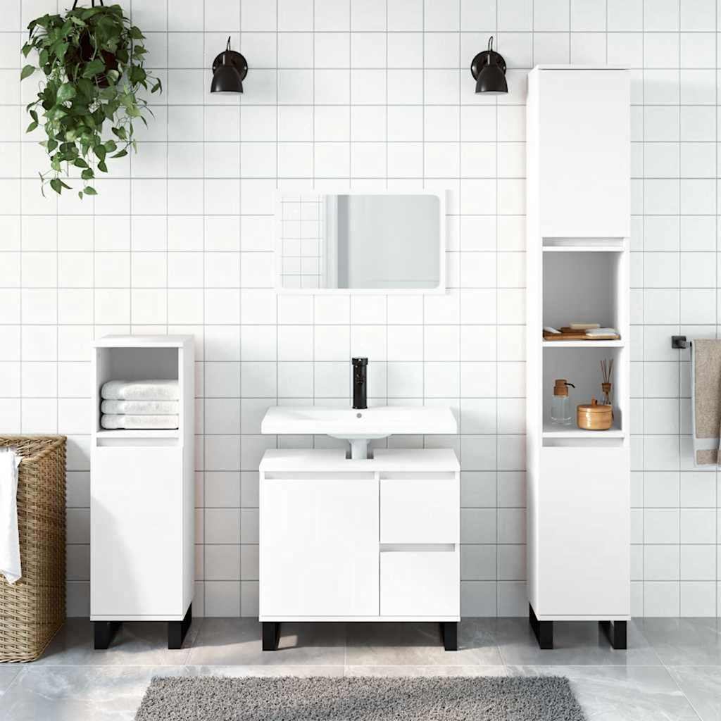 vidaXL Dulap de baie, alb, 65x33x60 cm, lemn prelucrat vidaXL Dulap de baie, alb, 65x33x60 cm, lemn prelucrat