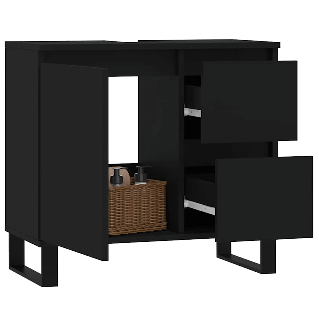 vidaXL Dulap de baie, negru, 65x33x60 cm, lemn prelucrat