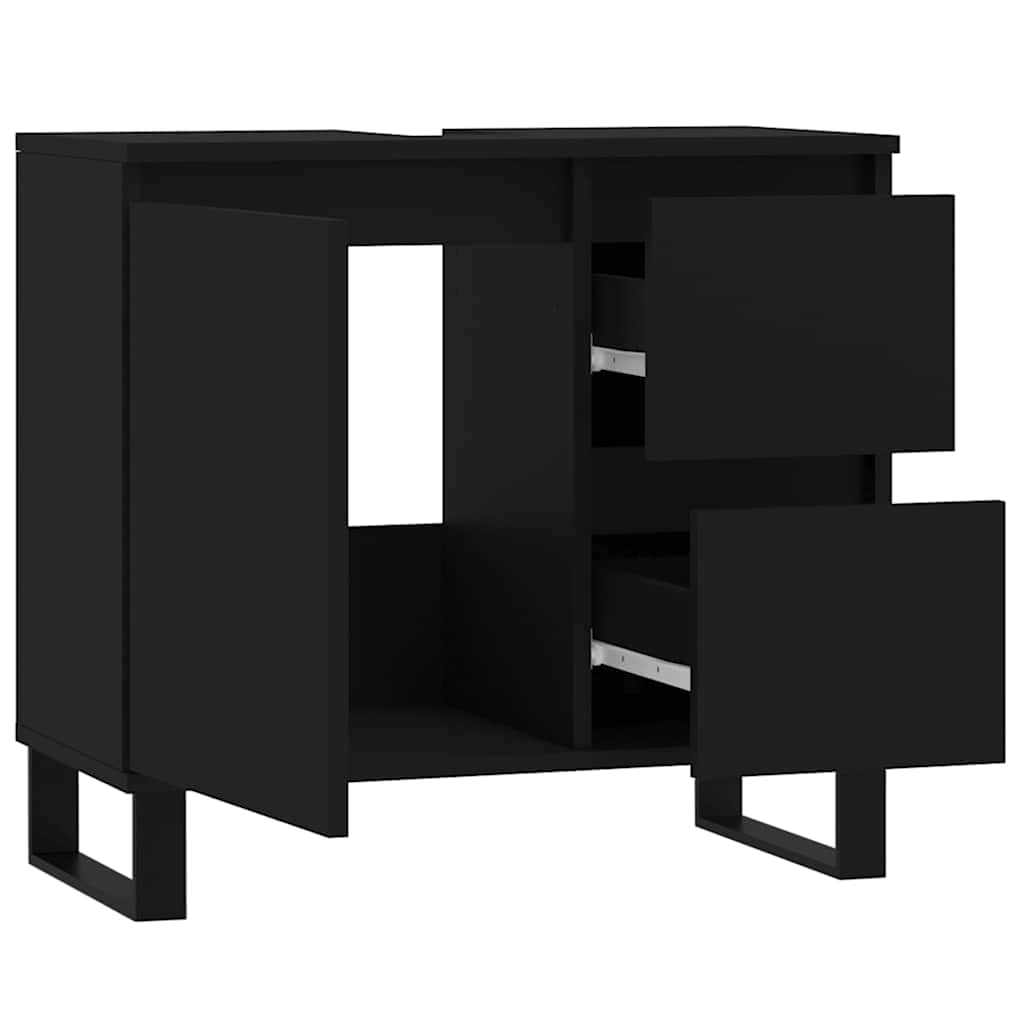 vidaXL Dulap de baie, negru, 65x33x60 cm, lemn prelucrat