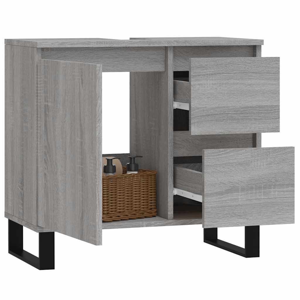 vidaXL Dulap de baie, gri sonoma, 65x33x60 cm, lemn prelucrat